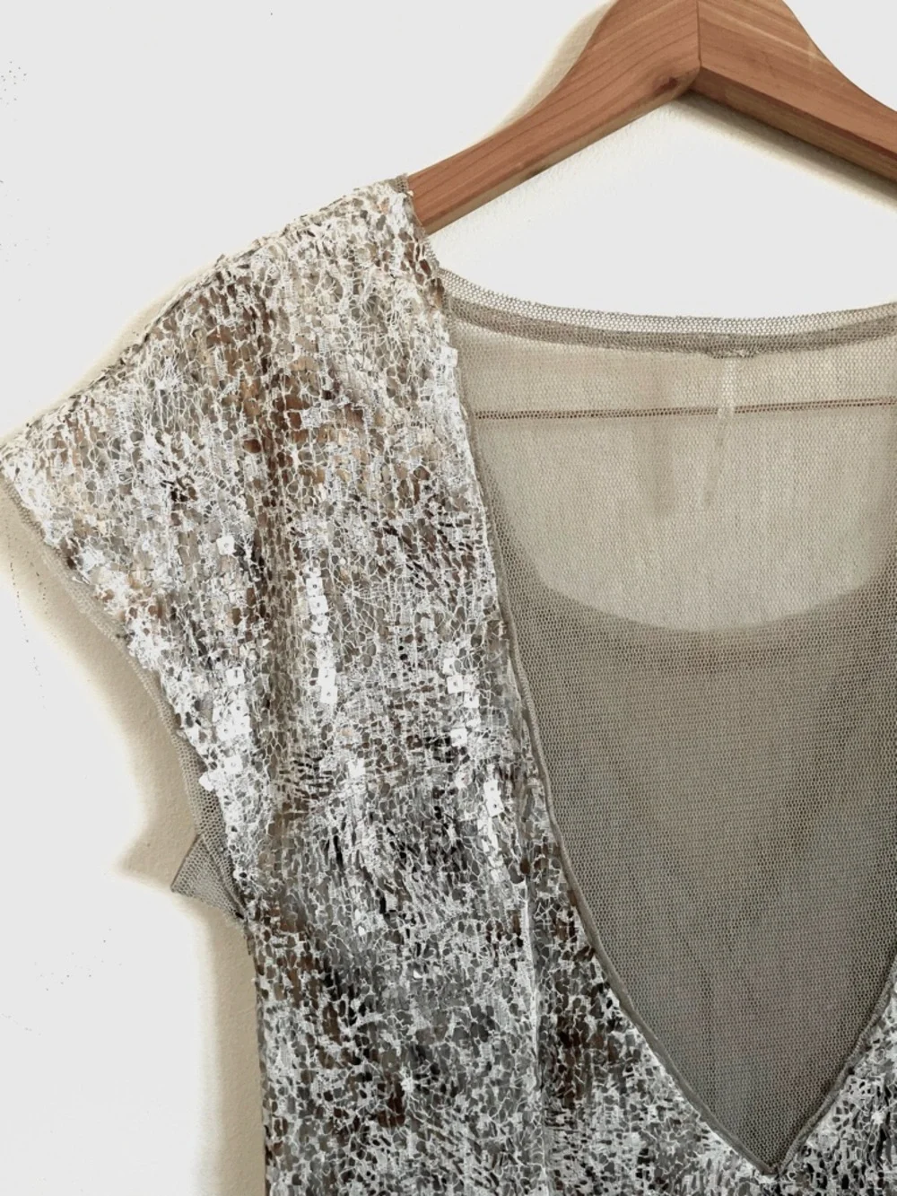 Free People Midnight Dreamer Shattered Glass Mini Dress Ivory Combo XS EUC